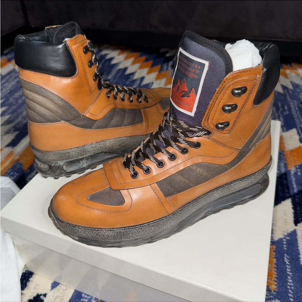 MAISON MARGIELA MENS CLIMBER HIKER LEATHER SNEAKER BOOTS WITH BOX BROWN SIZE44 - Picture 14 of 14